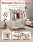 Vevor Rolling Clothes Rack - Heavy Duty Garment With 2 Hanging Rods, Storag New. Price: $93.90.