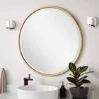 Signature Hardware Sobb Round Decorative Vanity Mirror Gold Leaf Finish Open. Price: $252.08.