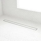Signature Hardware 40" Cohen Linear Tile-in Drain, Brushed Stainless Steel Open. Price: $99.95.