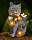 Solar Garden Statues Outdoor Decor, 6 Led Cat Flowers Butterfly & New. Price: $28.59.