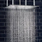 Signature Hardware 19-3/4 Oversized Square Stainless Steel Shower Head Open. Price: $275.00.