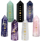 Mookaitedecor Set Of 7 Engraved Moon Phase Lunar Eclipse Crystal Wand Point S... New. Price: $81.00.