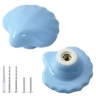 Qjaiune 2PCS Blue Ceramic Cabinet Knobs, Shell Pack, + Shape New. Price: $8.90.