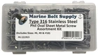 Type 316 Stainless Steel Phillips Oval Sheet Metal Screw Assortment Kit New. Price: $38.95.