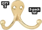 Nos 3-PACK National Hardware N198-127 Brass Double Clothes Robe Hook 1-1/2" New. Price: $20.31.