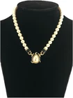 Vtg 80S 90S Richelieu Faux Pearl Gold Tone Black Enamel Rope Choker Necklace Pre-owned. Price: $29.99.