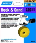 Norton 49218 Hook Loop Random Orbital Discs, P220 Grit, 5" X Hole, 25-PACK New. Price: $15.19.