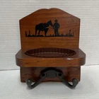 Creative Co-op Canvas Wood Western/cowboy Soap Dish And Towel /robe Hooks Used. Price: $24.99.