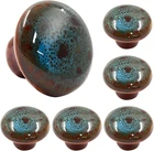 6 Pack 1.29" Ceramic Vintage Round Cabinet Knobs - Decorative Glazed New. Price: $17.99.