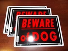 3 Set Beware Of Dog 10" X 14" Aluminum ( Metal ) Warning Sign Hillman Preholes New. Price: $12.00.