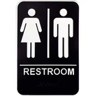 Hillman Unisex Restroom Sign With Braille 6" 9" 6X9 Inches, White New. Price: $15.99.