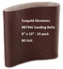 Sungold Abrasives 87966 Aluminum Oxide 80 Grit Floor Sanding Belts 8X19 10PK New. Price: $24.95.