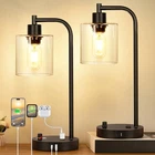 Set Of 2 Industrial Table Lamps With Usb C+a Ports And Outlet, Fully Stepless... New. Price: $64.61.