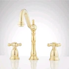 Signature Hardware Victorian Gooseneck Lavatory Faucet Cross Handles Open. Price: $189.00.