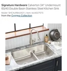 Signature Hardware SHCAURBA3421 Calverton Undermount Stainless Kitchen Sink Open. Price: $407.62.