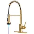 Djs Kitchen Faucets With Pull Down Sprayer Brushed Gold Led Light New. Price: $74.16.
