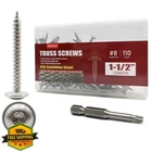Allkeen #8 1-1/2" Torx Head Wood Screws T20 Stainless Steel 110 Pcs New. Price: $20.00.