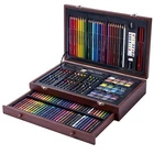 Portable Art Set Wooden Case With Colored Pencils Paint Crayons New. Price: $70.49.