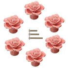 Ceramic Elegant Rose Flower Cabinet Knobs, 6PCS Pink Vintage Kitchen Flo... New. Price: $23.70.