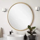 Signature Hardware Sobb Round Decorative Vanity Mirror With Gold Leaf-local Pick New. Price: $190.00.