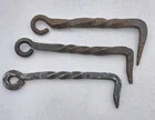 Antique Twisted Iron Gate Latch Hooks Barn Old Hand Forged Hardware Lot Of 3. Price: $34.99.