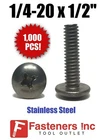 (qty 1000) Machine Screws Phillips Truss Head Stainless Steel 1/4-20 X 1/2" New. Price: $99.74.