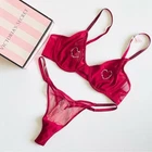 34C Medium Victoria Secret Ruby Red Heart Bling Demi Bra Set Thong Panties New. Price: $64.99.