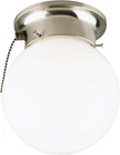 Westinghouse Flush Mount Ceiling Light Brushed Nickel Pull Chain White Glass Glo New. Price: $28.99.