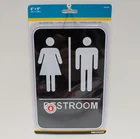 Hillman 844149 Restroom Sign 6X9 Inch Black White Braille New Sealed. Price: $9.85.