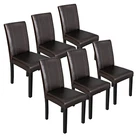 Set Of 6 Armless Kitchen Room Dining Parson Chair Brown Leather Backrest Elegant New. Price: $217.16.