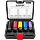 Dakcos Pieces 1/2" Drive Impact Lug Nut Socket Set, 15 17 19 21 22MM Non-ma... New. Price: $37.75.
