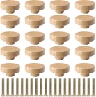 Litoexpe 20 Pieces Wood Knobs Flat Top Round Cabinet 1-1/2 Inch, Natural New. Price: $18.99.