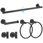 Tqkag Matte Black 6-PC Bathroom Hardware Set 23.6" Towel Bar, Stainless Steel New. Price: $59.39.