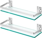 Sanbege 2-PACK Tempered Glass Bathroom Shelf With Rail, 15" X 4.5" Rectangular New. Price: $44.93.
