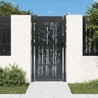 Vidaxl Garden Gate Decorative Outdoor Fence Anthracite Steel Bamboo Design - New. Price: $360.99.