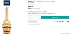 New Grohe Universal 1/2" Cartridge With Lever Handle 07148000. Price: $39.99.