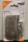 National Hardware V522 (N351-023) 4" Spring Hinge Steel Satin Nickel Open. Price: $14.95.