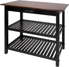 Kitchen Island With Solid American Hardwood Top, Walnut&black New. Price: $182.99.