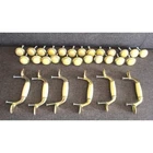 Vintage Brass Cream Ceramic Drawer Knobs Handles Set 24 6 Pulls Taiwan. Price: $48.00.