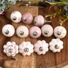 Set Of 12 Ceramic Knobs Vintage White & Pink Floral Door And Cabinet Pull H... New. Price: $27.69.
