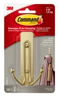 Command Satin Brass Wall Hooks Large Adhesive Damage Free Hanging 4 Pounds New. Price: $9.69.