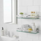 Sanbege 2-PACK Tempered Glass Bathroom Shelf With Rail, 15" X 4.5" Rectangular New. Price: $45.97.