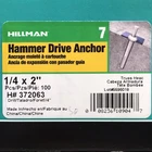 Hillman 372063 Hammer Drive Concrete Anchors 1/4" X 2" Truss Head *lot Of 400* Open. Price: $159.95.