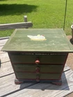 Folk Art Wooden Dresser 3 Drawers Painted Hen Nest Chick Green Country Farmhouse Used. Price: $45.00.